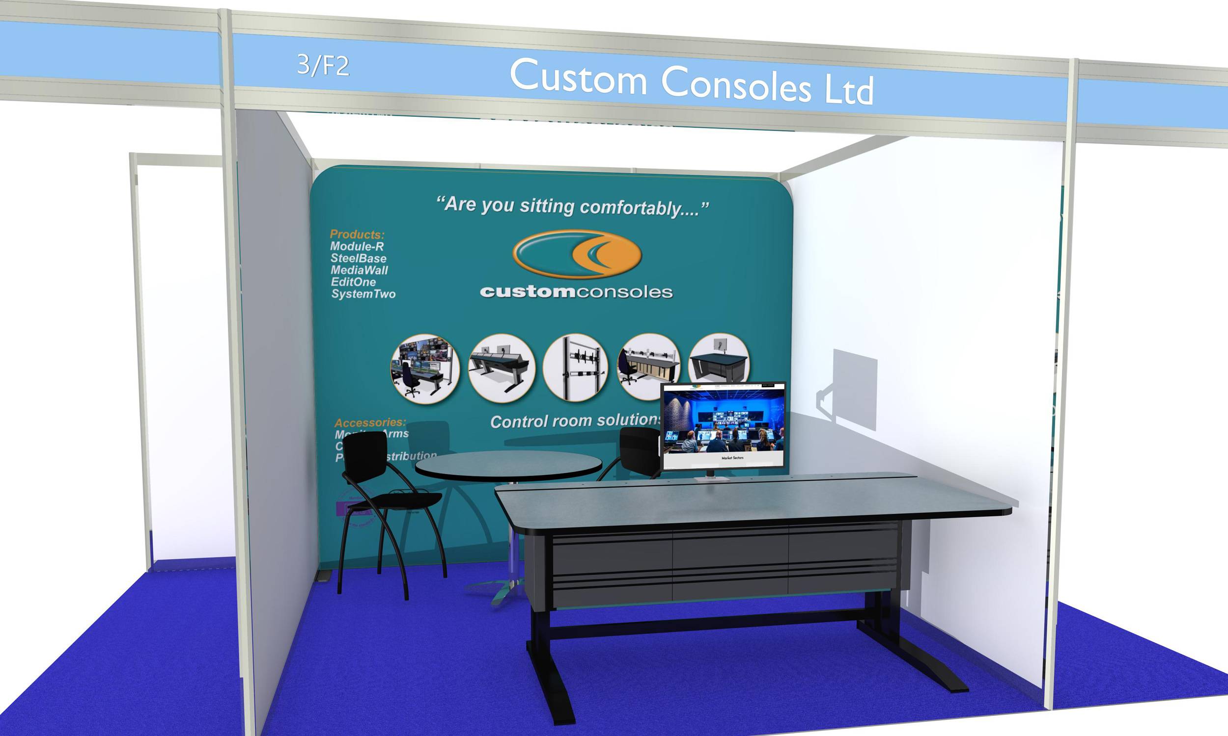 Custom Consoles to promote latest SteelBase Security Control Desk and MediaWall at The Security Event